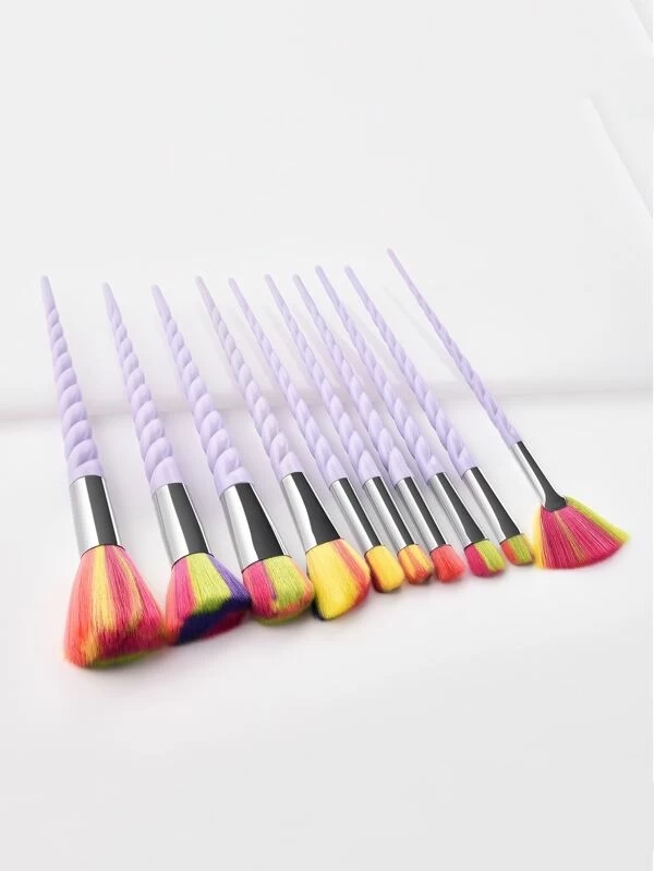 10pcs Spiral Handle Makeup Brush Set