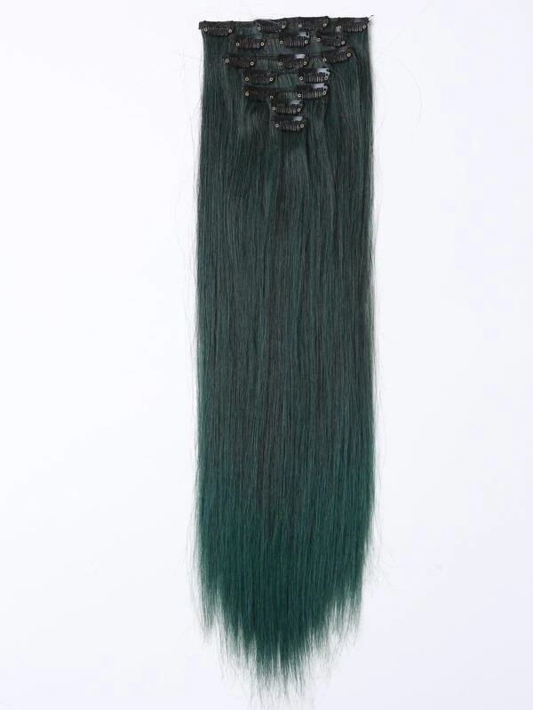 16pcs Clip Long Straight Synthetic Hairpiece