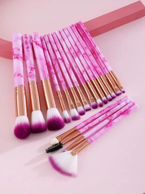 18pcs Marble Pattern Makeup Brush Set