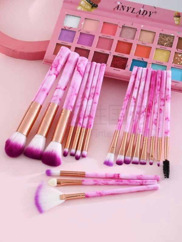 18pcs Marble Pattern Makeup Brush Set