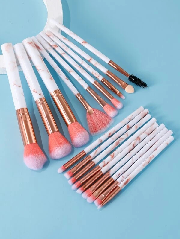 18pcs Marble Pattern Makeup Brush Set