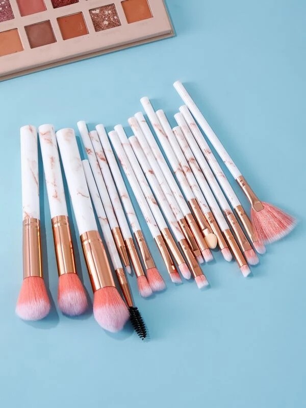 18pcs Marble Pattern Makeup Brush Set