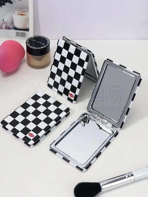 1pc Checkered Pattern Foldable Mirror