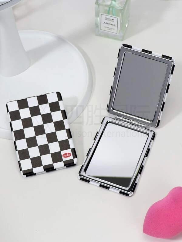 1pc Checkered Pattern Foldable Mirror