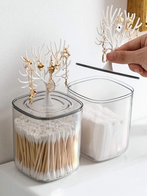 1pc Elk Detail Multifunction Cotton Swab Storage Box