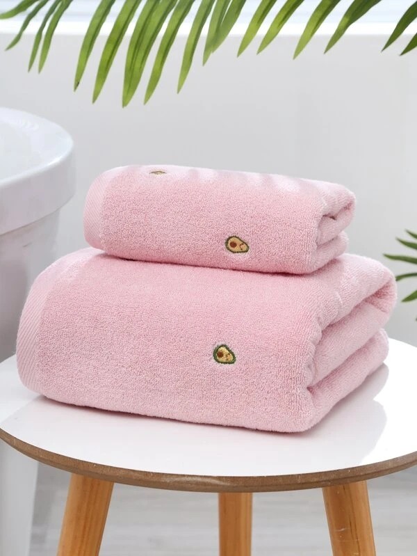 1pc Embroidery Avocado Bath Towel