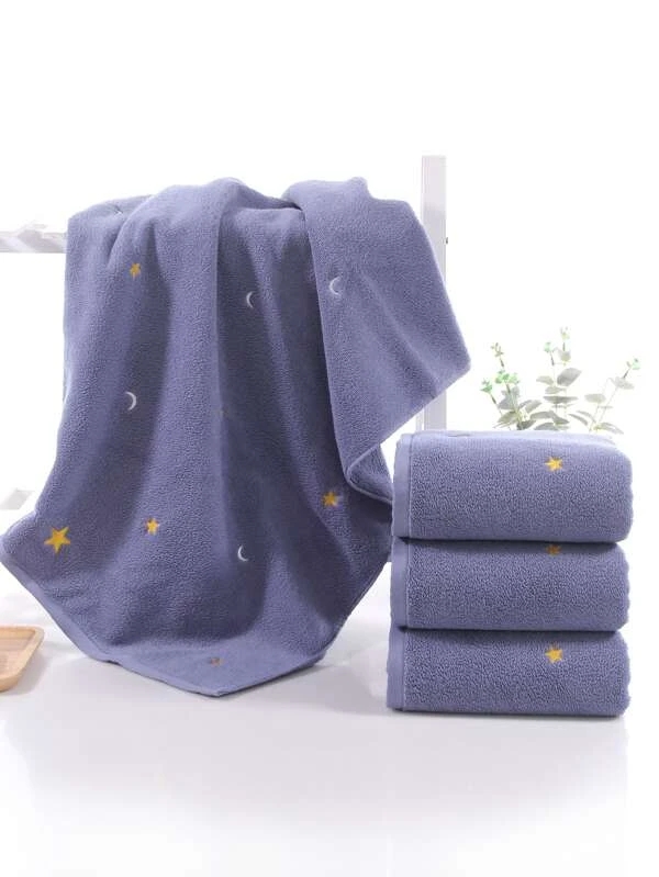 1pc Embroidery Star & Moon Towel