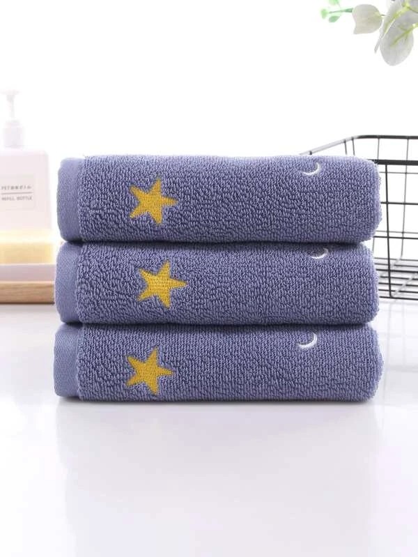 1pc Embroidery Star & Moon Towel