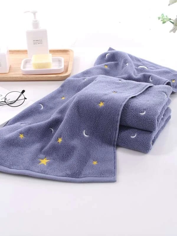 1pc Embroidery Star & Moon Towel