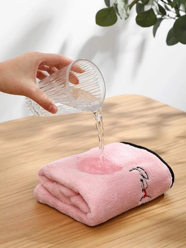 1pc Heart Embroidery Hair Drying Cap