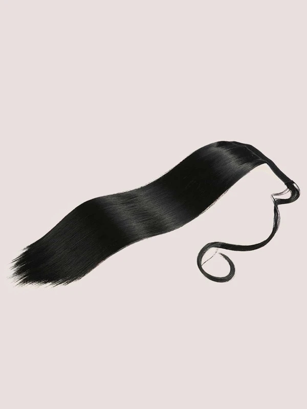 1pc Long Straight Hairpiece With Hook-and-loop Fastener