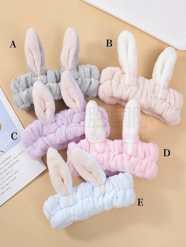 1pc Rabbit Ear Design Bath Headband