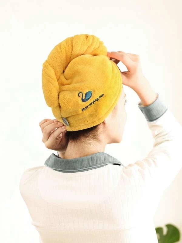 1pc Swan Embroidery Hair Drying Cap