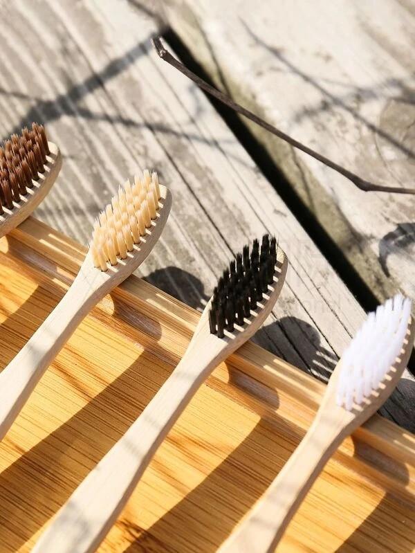 1pc Wooden Handle Random Color Toothbrush