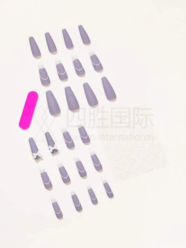 24pcs Butterfly Decor Fake Nail Set