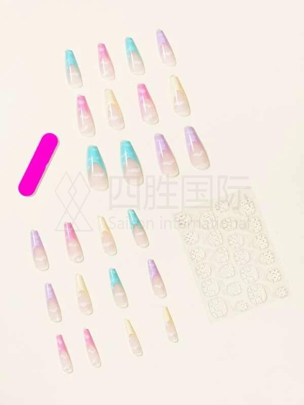 24pcs Cloud Pattern Fake Nail Set