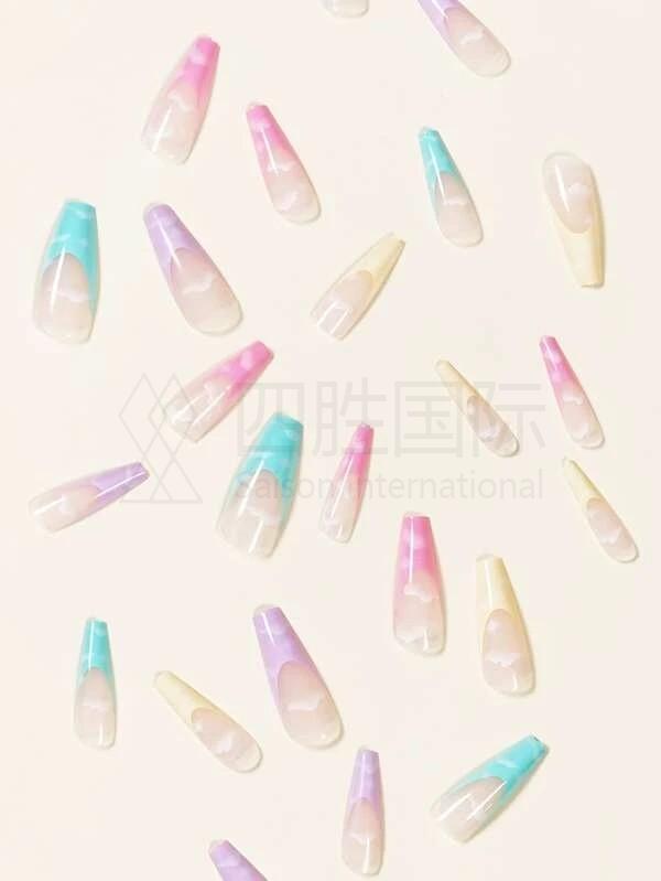 24pcs Cloud Pattern Fake Nail Set