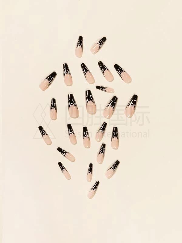 24pcs Color Block Fake Nail Set