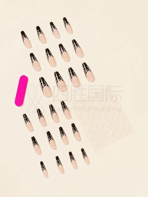 24pcs Color Block Fake Nail Set