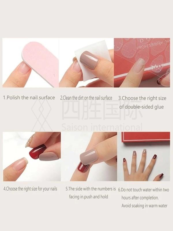 24pcs French Style Fake Nail & 1sheet Tape