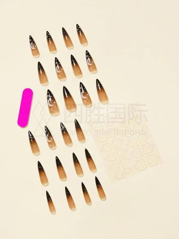 24pcs Halloween Glitter Fake Nail Set