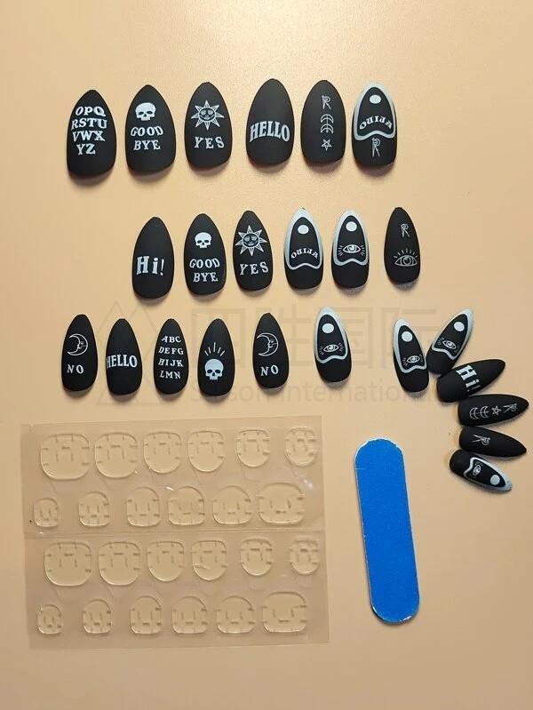 24pcs Letter Graphic Fake Nail Set