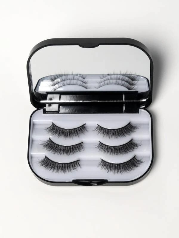 3pairs Volume Eyelashes & 1pc Mirror Box