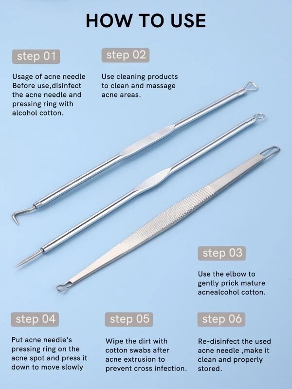 3pcs Acne Needle Set