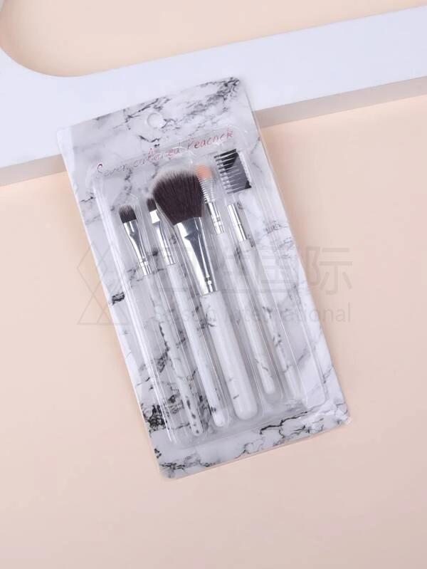 5pcs Marble Print Handle Makeup Brush Set