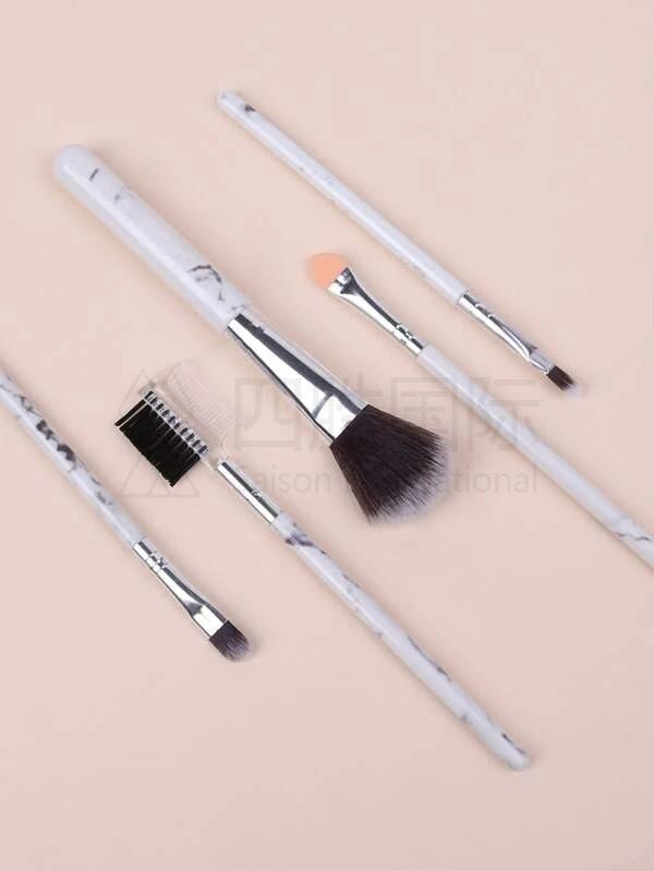 5pcs Marble Print Handle Makeup Brush Set