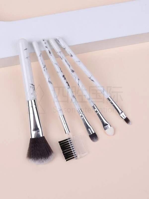 5pcs Marble Print Handle Makeup Brush Set