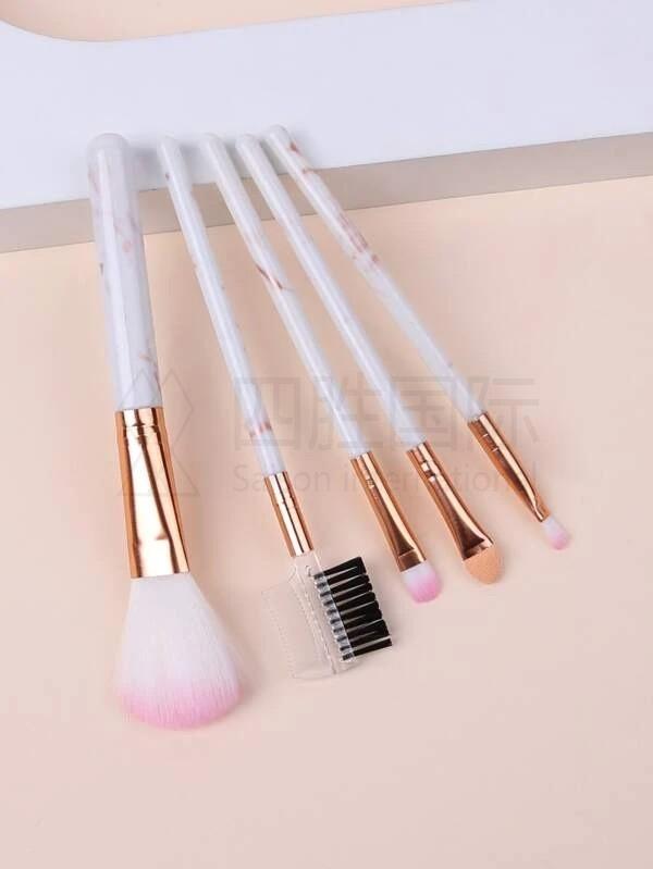 5pcs Marble Print Handle Makeup Brush Set