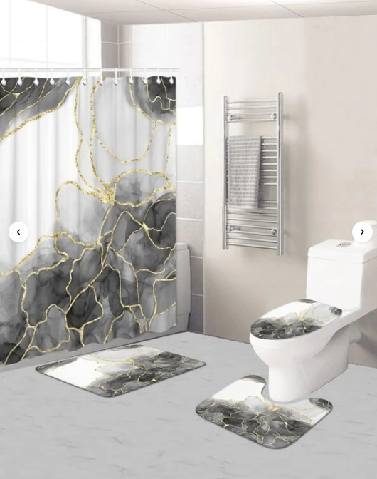 Shower Curtain and Bath Rug Set,Toilet Floor Mat 