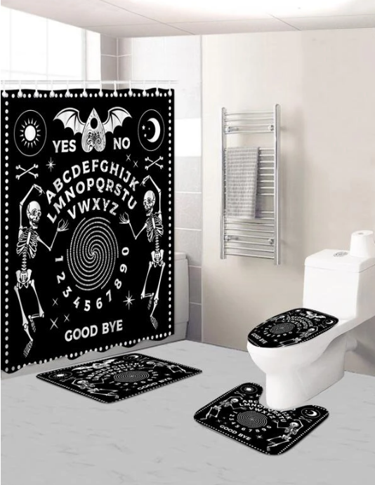 Shower Curtain and Bath Rug Set,Toilet Floor Mat 