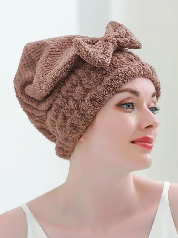 Bow Decor Hair Drying Cap