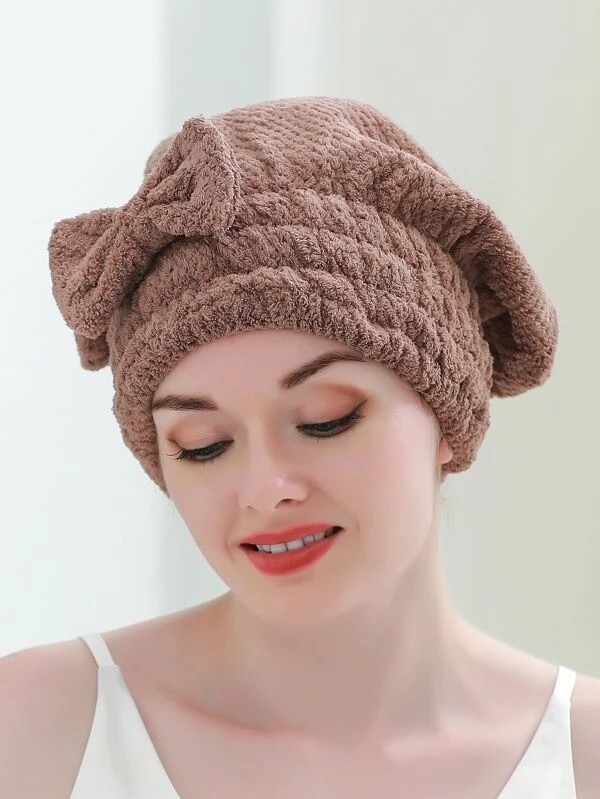 Bow Decor Hair Drying Cap