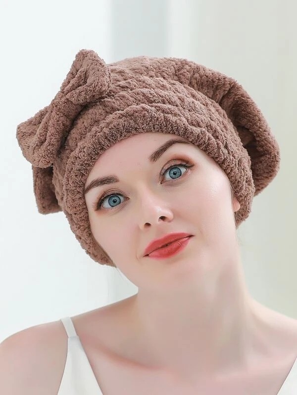 Bow Decor Hair Drying Cap