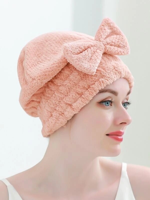 Bow Decor Hair Drying Cap