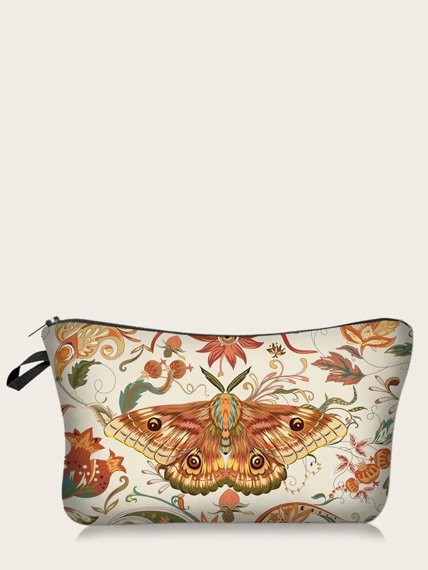 Butterfly Painted Zipper Makeup Bag