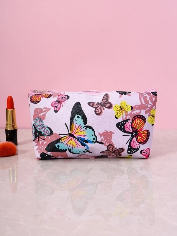 Butterfly Pattern Zipper Makeup Bag