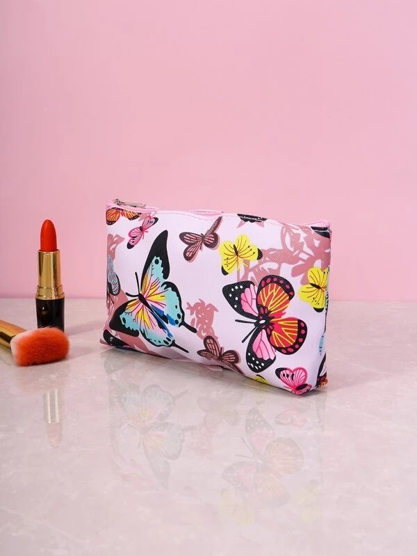 Butterfly Pattern Zipper Makeup Bag