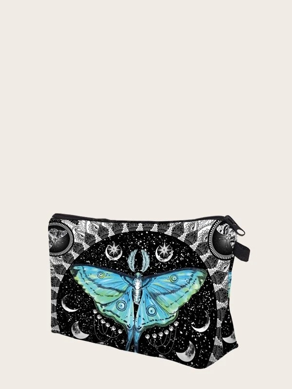 Butterfly Pattern Zippered Makeup Bag