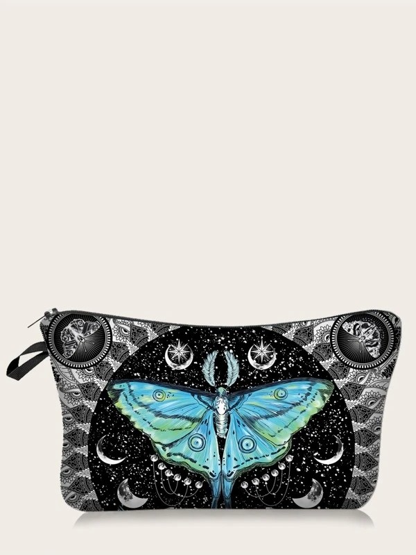 Butterfly Pattern Zippered Makeup Bag