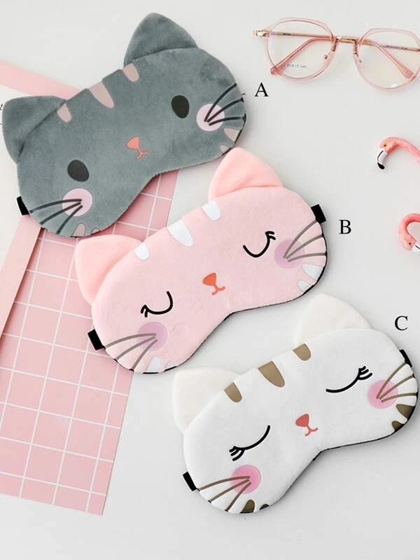 Cartoon Cat Graphic Eye Mask - 1pc