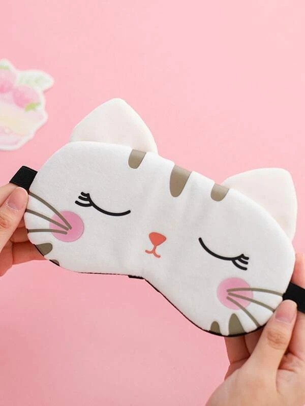 Cartoon Cat Graphic Eye Mask - 1pc