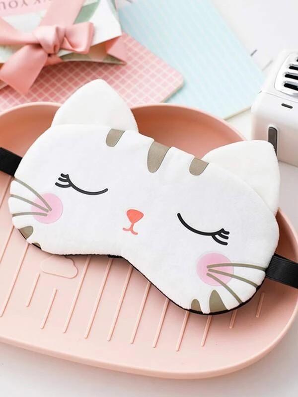 Cartoon Cat Graphic Eye Mask - 1pc