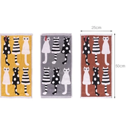 Cartoon Cat Pattern Random Color Face Towel