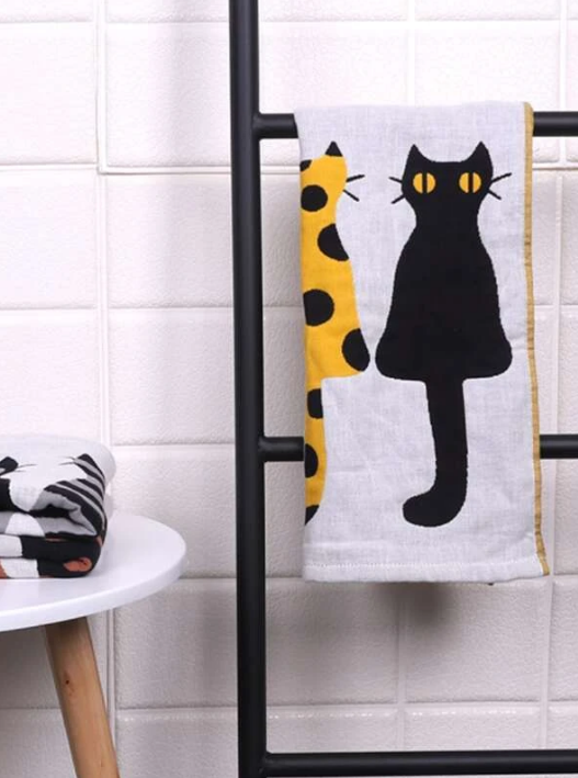 Cartoon Cat Pattern Random Color Face Towel