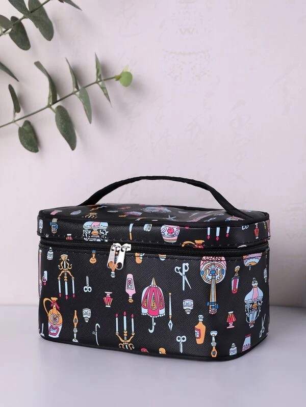 Cartoon Graphic Square Makeup Bag