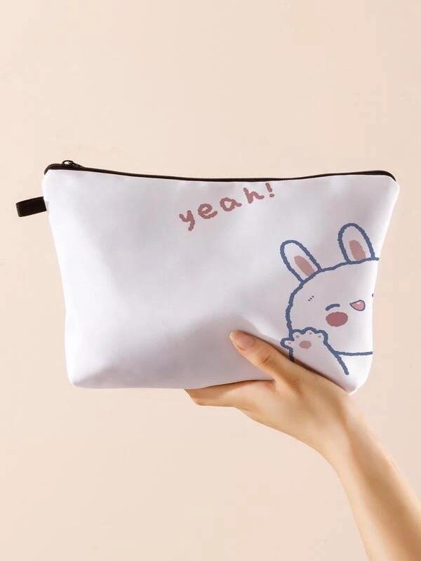 Cartoon Rabbit Pattern Zippered Makeup Bag